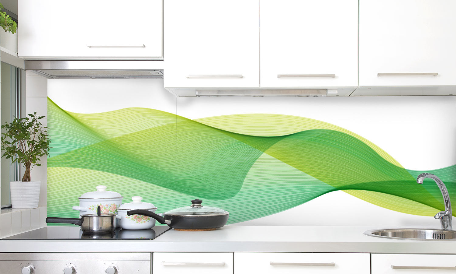 Kuhinjski paneli  Črte zelene - Stekleni / PVC plošče / Pleksi steklo - s tiskom za kuhinjo, Stenske obloge PKU033 - Life-decor.si
