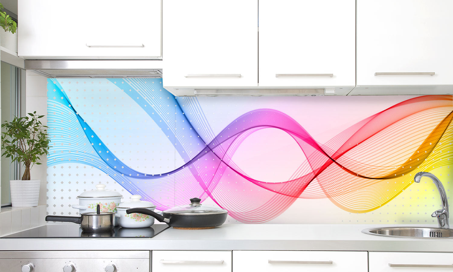 Kuhinjski paneli  Dot Line - Stekleni / PVC plošče / Pleksi steklo - s tiskom za kuhinjo, Stenske obloge PKU036 - Life-decor.si