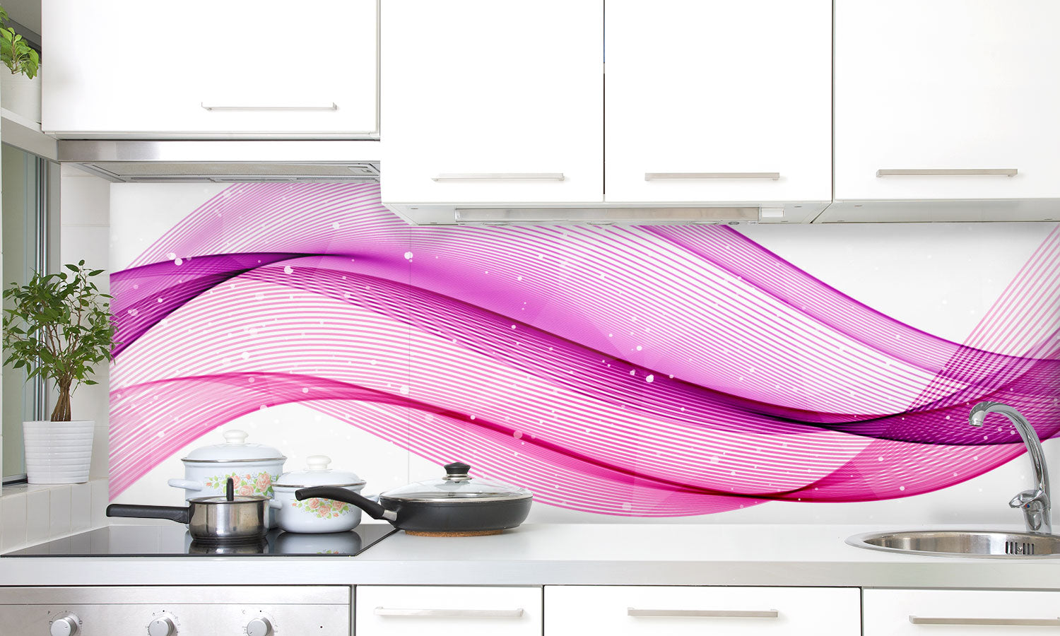 Kuhinjski paneli  Vijolična linija - Stekleni / PVC plošče / Pleksi steklo - s tiskom za kuhinjo, Stenske obloge PKU037 - Life-decor.si