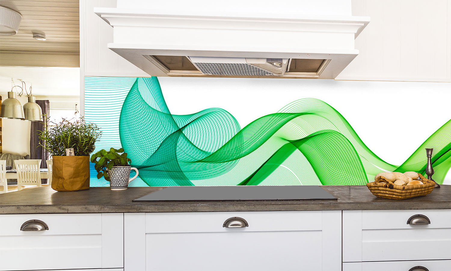 Kuhinjski paneli  Zelene črte - Stekleni / PVC plošče / Pleksi steklo - s tiskom za kuhinjo, Stenske obloge PKU038 - Life-decor.si