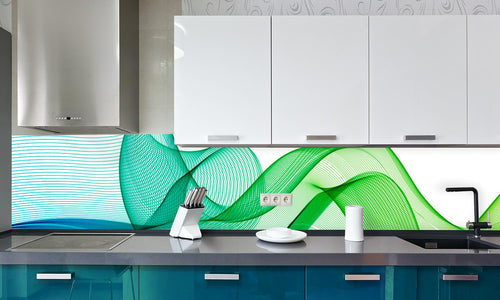 Kuhinjski paneli  Zelene črte - Stekleni / PVC plošče / Pleksi steklo - s tiskom za kuhinjo, Stenske obloge PKU038 - Life-decor.si