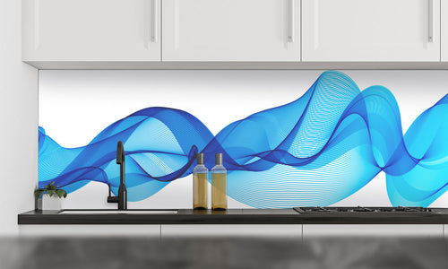 Kuhinjski paneli  Modre črte - Stekleni / PVC plošče / Pleksi steklo - s tiskom za kuhinjo, Stenske obloge PKU039 - Life-decor.si