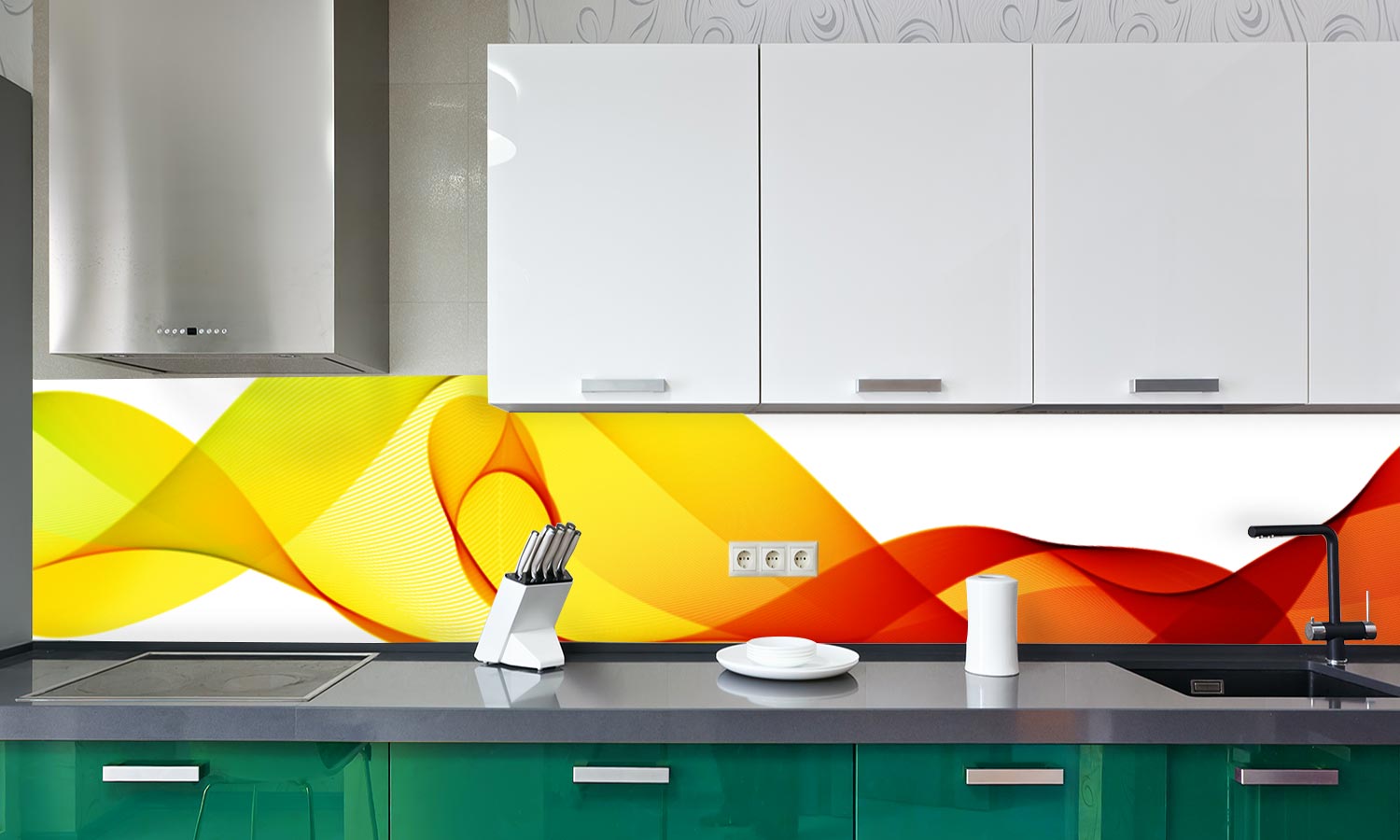 Kuhinjski paneli   Topli valovi - Stekleni / PVC plošče / Pleksi steklo - s tiskom za kuhinjo, Stenske obloge PKU040 - Life-decor.si