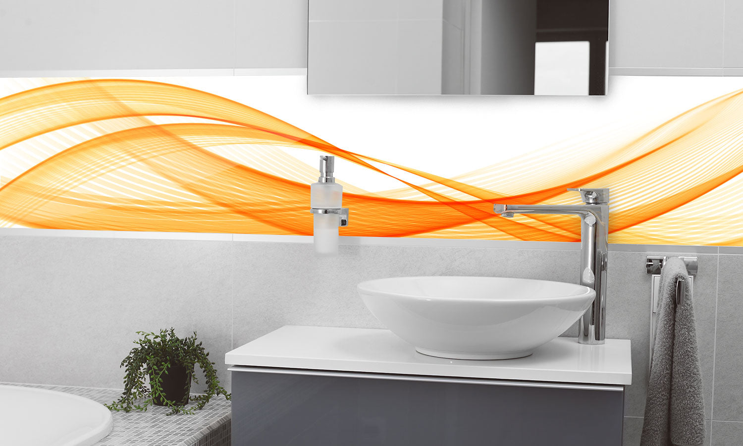 Kuhinjski paneli   Orange strip - Stekleni / PVC plošče / Pleksi steklo - s tiskom za kuhinjo, Stenske obloge PKU043 - Life-decor.si