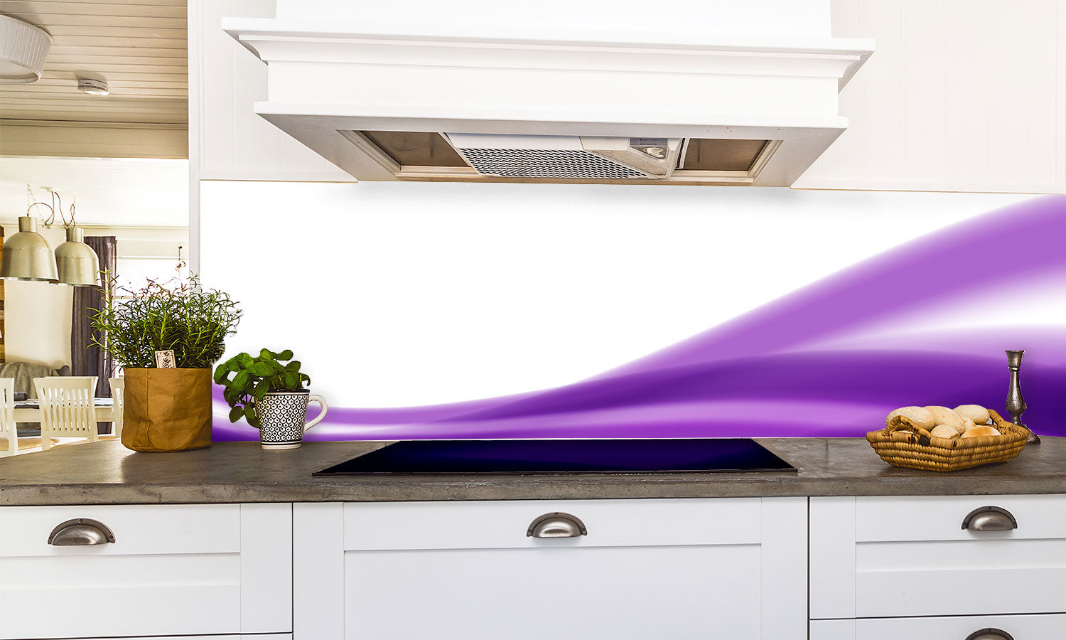 Kuhinjski paneli   Purple Lines - Stekleni / PVC plošče / Pleksi steklo - s tiskom za kuhinjo, Stenske obloge PKU045 - Life-decor.si