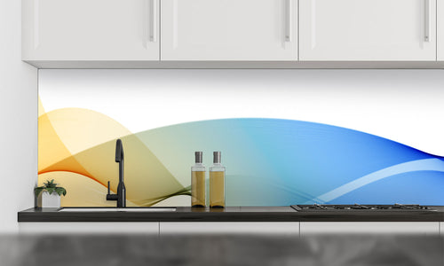 Kuhinjski paneli   Blue waves - Stekleni / PVC plošče / Pleksi steklo - s tiskom za kuhinjo, Stenske obloge PKU046 - Life-decor.si