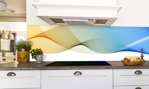 Kuhinjski paneli   Blue waves - Stekleni / PVC plošče / Pleksi steklo - s tiskom za kuhinjo, Stenske obloge PKU046 - Life-decor.si