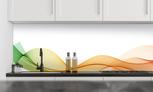 Kuhinjski paneli   Orange waves - Stekleni / PVC plošče / Pleksi steklo - s tiskom za kuhinjo, Stenske obloge PKU047 - Life-decor.si