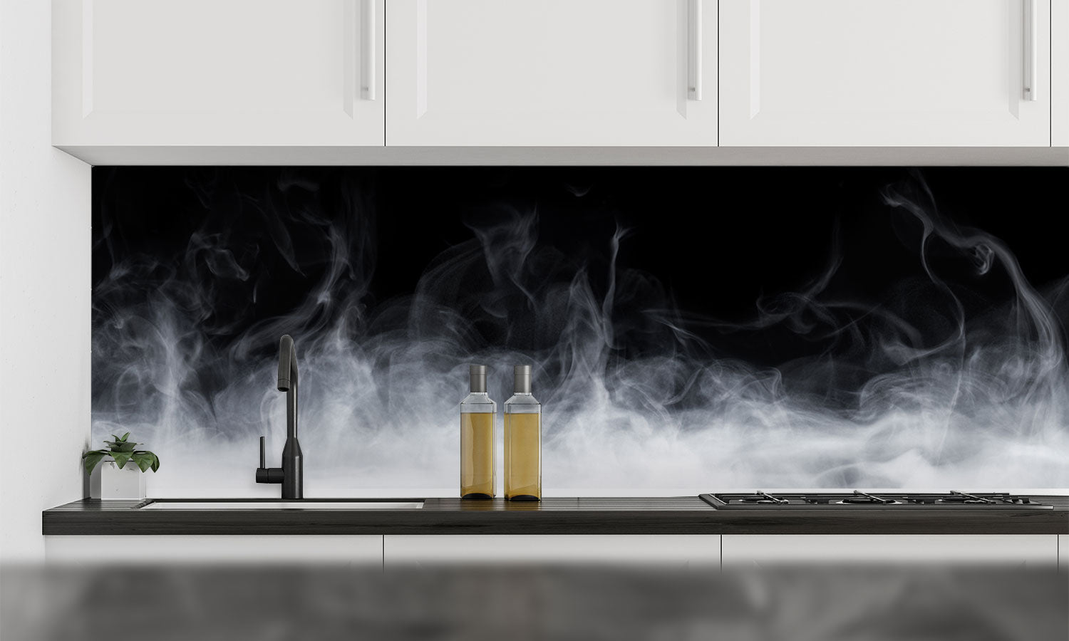 Kuhinjski paneli   Abstract Smoke - Stekleni / PVC plošče / Pleksi steklo - s tiskom za kuhinjo, Stenske obloge PKU049 - Life-decor.si