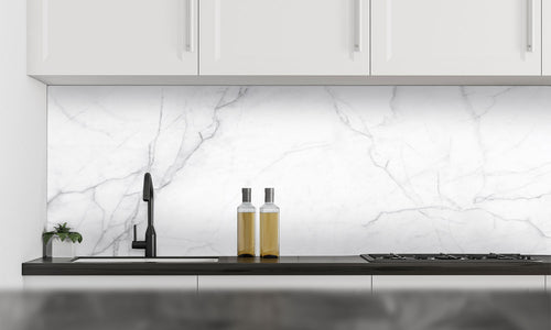 Kuhinjski paneli   White Marble stone - Stekleni / PVC plošče / Pleksi steklo - s tiskom za kuhinjo, Stenske obloge PKU050 - Life-decor.si