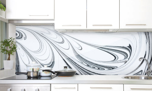 Kuhinjski paneli   White and black paint - Stekleni / PVC plošče / Pleksi steklo - s tiskom za kuhinjo, Stenske obloge PKU053 - Life-decor.si