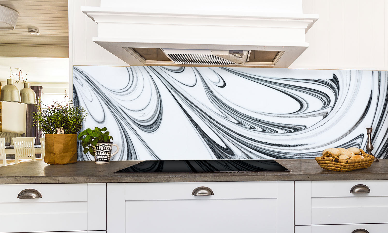 Kuhinjski paneli   White and black paint - Stekleni / PVC plošče / Pleksi steklo - s tiskom za kuhinjo, Stenske obloge PKU053 - Life-decor.si