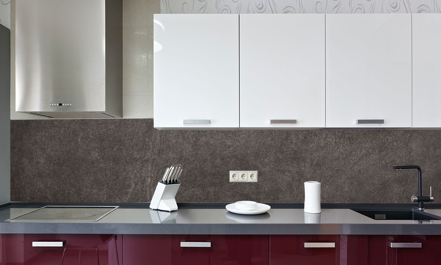 Kuhinjski paneli   Concrete wall - Stekleni / PVC plošče / Pleksi steklo - s tiskom za kuhinjo, Stenske obloge PKU057 - Life-decor.si
