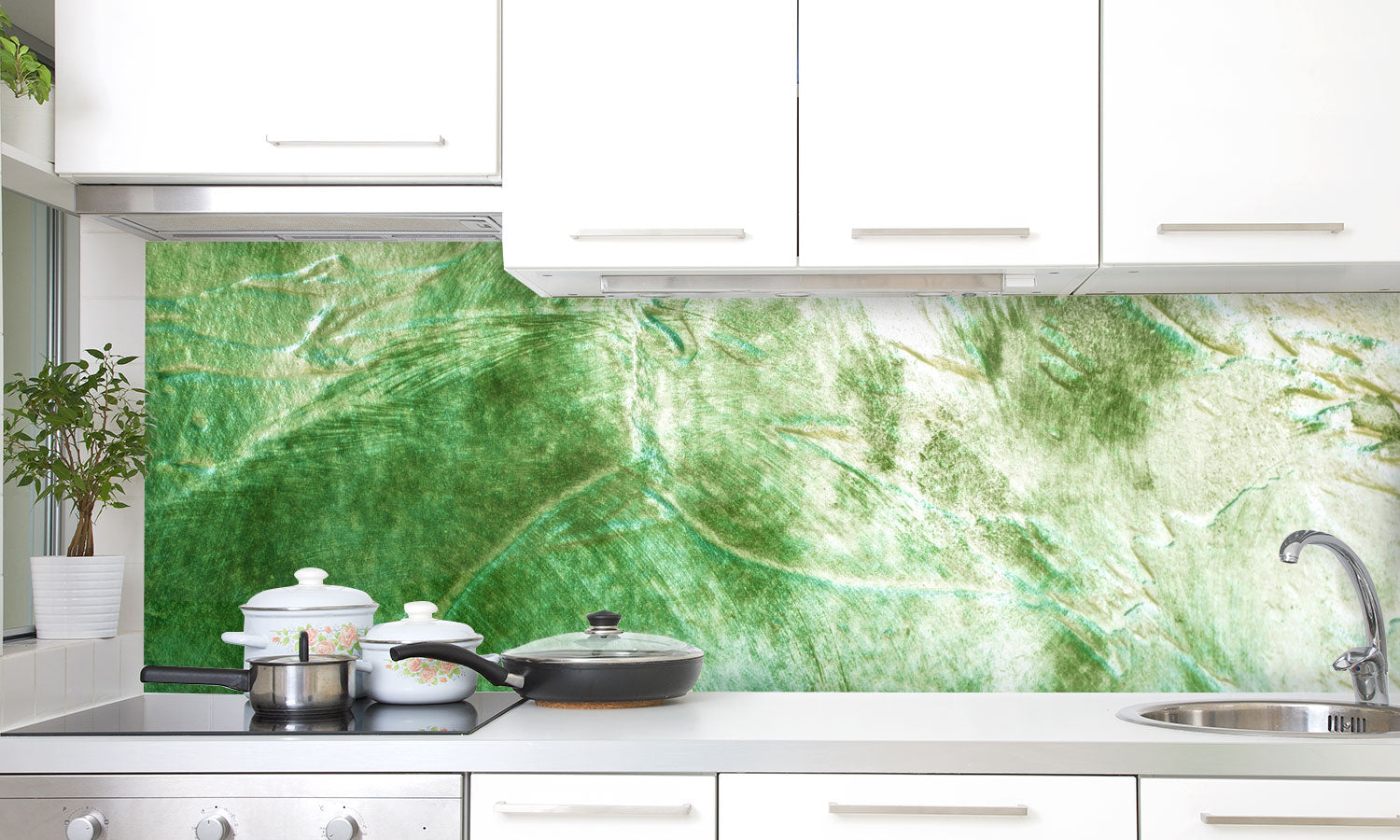 Kuhinjski paneli   Green Cement wall - Stekleni / PVC plošče / Pleksi steklo - s tiskom za kuhinjo, Stenske obloge PKU058 - Life-decor.si
