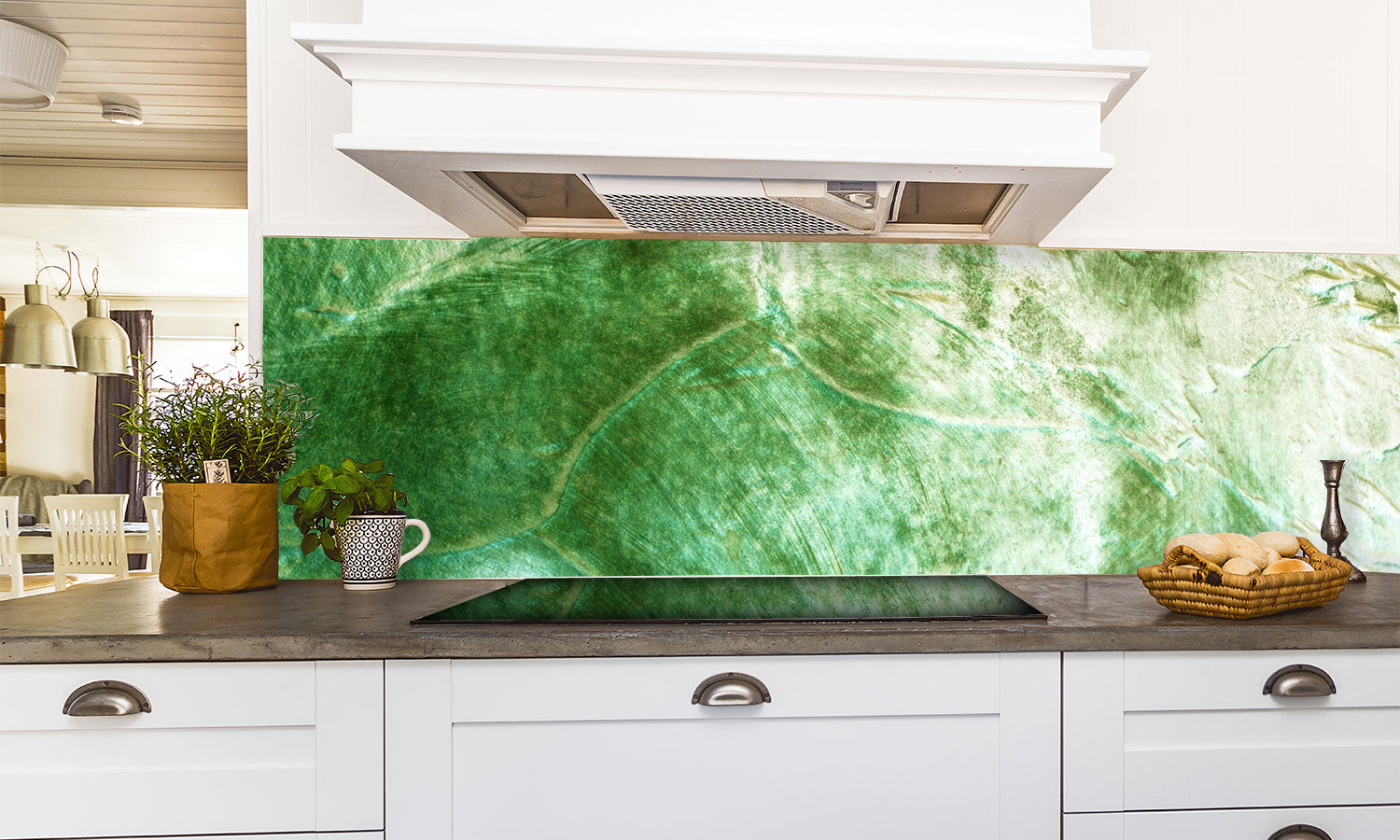 Kuhinjski paneli   Green Cement wall - Stekleni / PVC plošče / Pleksi steklo - s tiskom za kuhinjo, Stenske obloge PKU058 - Life-decor.si