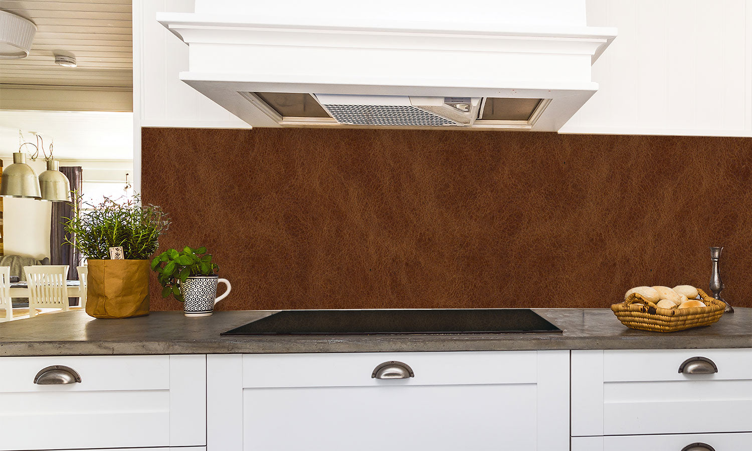 Kuhinjski paneli Brown leather - Stekleni / PVC plošče / Pleksi steklo - s tiskom za kuhinjo, Stenske obloge PKU087 - Life-decor.si