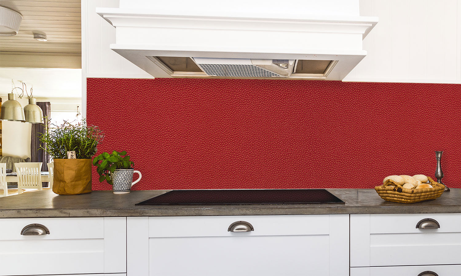 Kuhinjski paneli Red leather - Pleksi steklo - s tiskom za kuhinjo, Stenske obloge PKU088