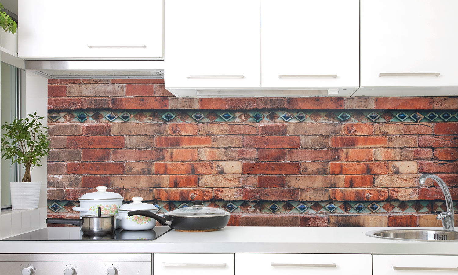 Kuhinjski paneli Aged brick wall  - Stekleni / PVC plošče / Pleksi steklo - s tiskom za kuhinjo, Stenske obloge PKU094 - Life-decor.si