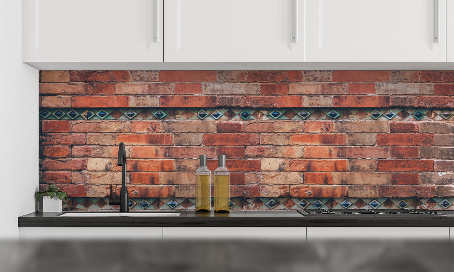 Kuhinjski paneli Aged brick wall  - Stekleni / PVC plošče / Pleksi steklo - s tiskom za kuhinjo, Stenske obloge PKU094 - Life-decor.si