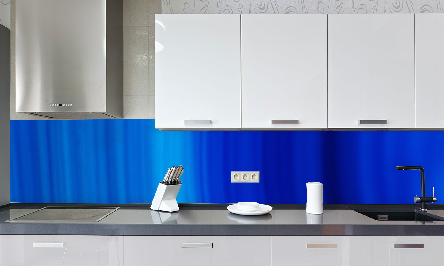 Kuhinjski paneli Blue slice - Stekleni / PVC plošče / Pleksi steklo - s tiskom za kuhinjo, Stenske obloge PKU0132 - Life-decor.si