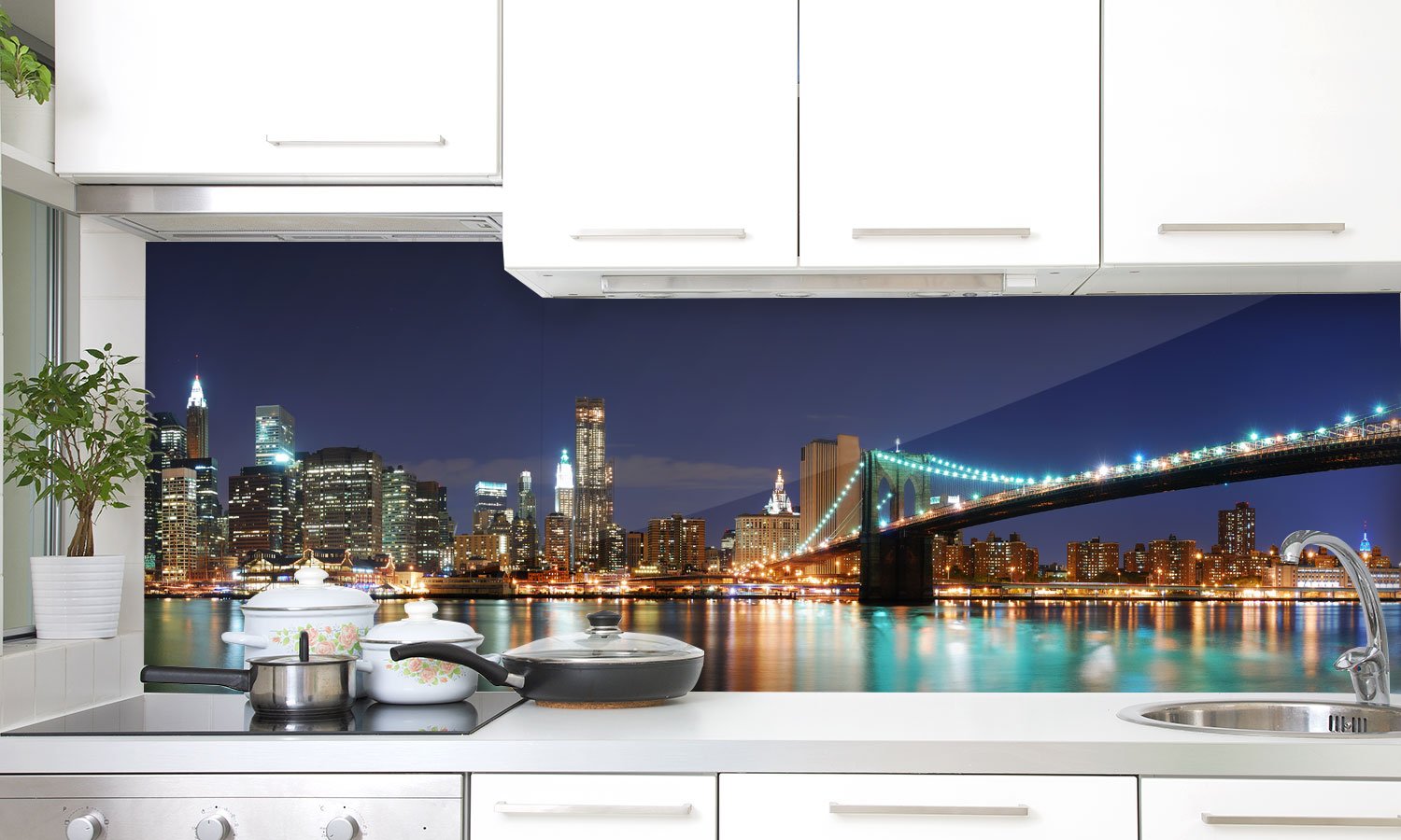 Kuhinjski paneli New York bridge - Stekleni / PVC plošče / Pleksi steklo - s tiskom za kuhinjo, Stenske obloge PKU003