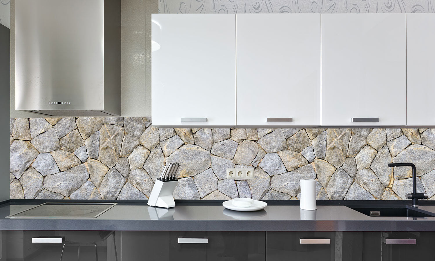 Kuhinjski paneli Stone texture - Pleksi steklo - s tiskom za kuhinjo, Stenske obloge PKU096
