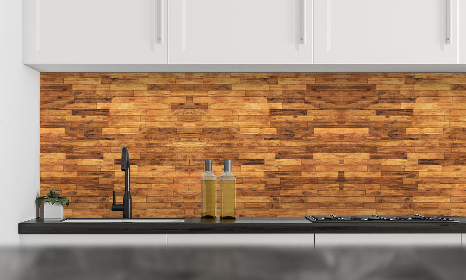 Kuhinjski paneli  Wood floor texture - Stekleni / PVC plošče / Pleksi steklo - s tiskom za kuhinjo, Stenske obloge PKU097 - Life-decor.si