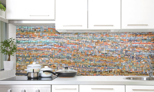 Kuhinjski paneli  Old orange tiles - Stekleni / PVC plošče / Pleksi steklo - s tiskom za kuhinjo, Stenske obloge PKU0102 - Life-decor.si