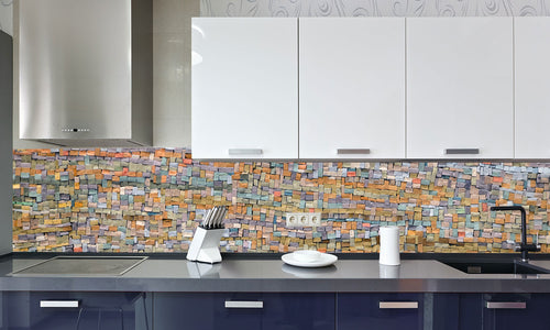 Kuhinjski paneli  Old orange tiles - Stekleni / PVC plošče / Pleksi steklo - s tiskom za kuhinjo, Stenske obloge PKU0102 - Life-decor.si