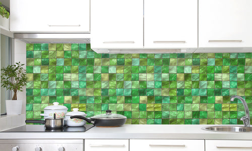 Kuhinjski paneli  Green Ceramic tiles - Stekleni / PVC plošče / Pleksi steklo - s tiskom za kuhinjo, Stenske obloge PKU0103 - Life-decor.si