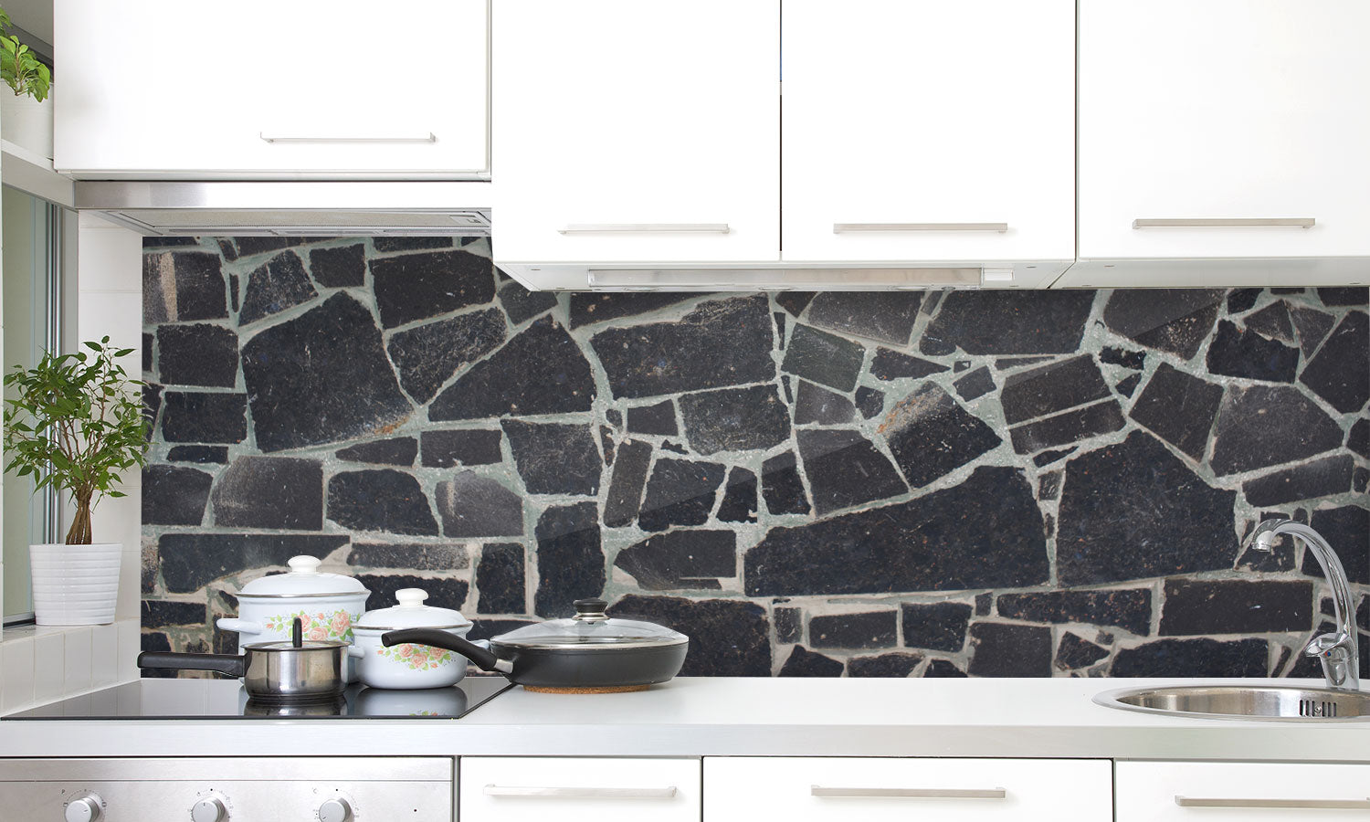 Kuhinjski paneli Grey Granite - Pleksi steklo - s tiskom za kuhinjo, Stenske obloge PKU0110