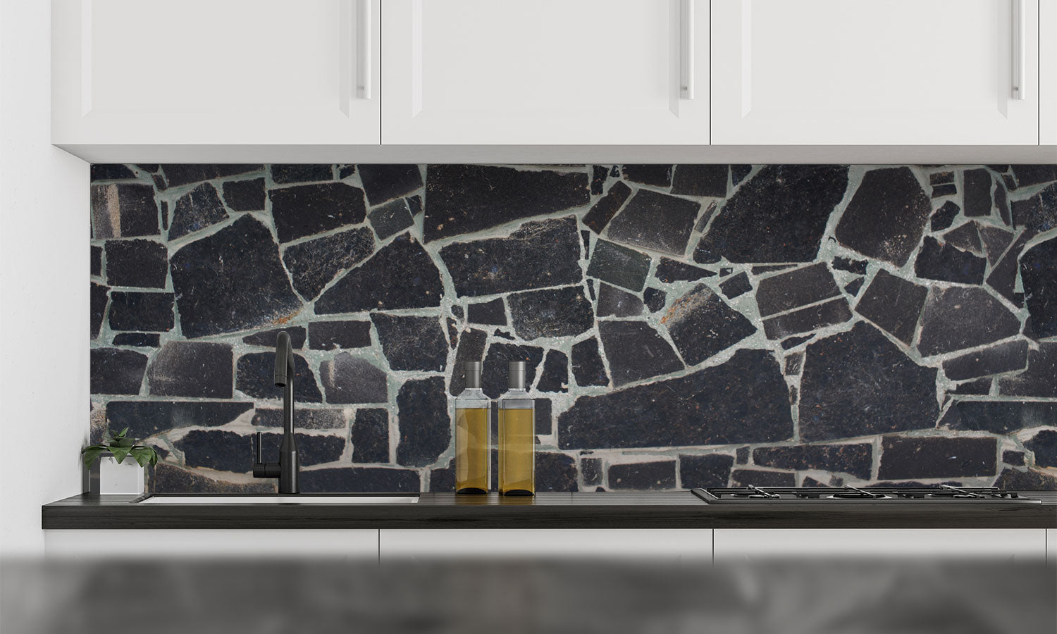 Kuhinjski paneli Grey Granite - Pleksi steklo - s tiskom za kuhinjo, Stenske obloge PKU0110