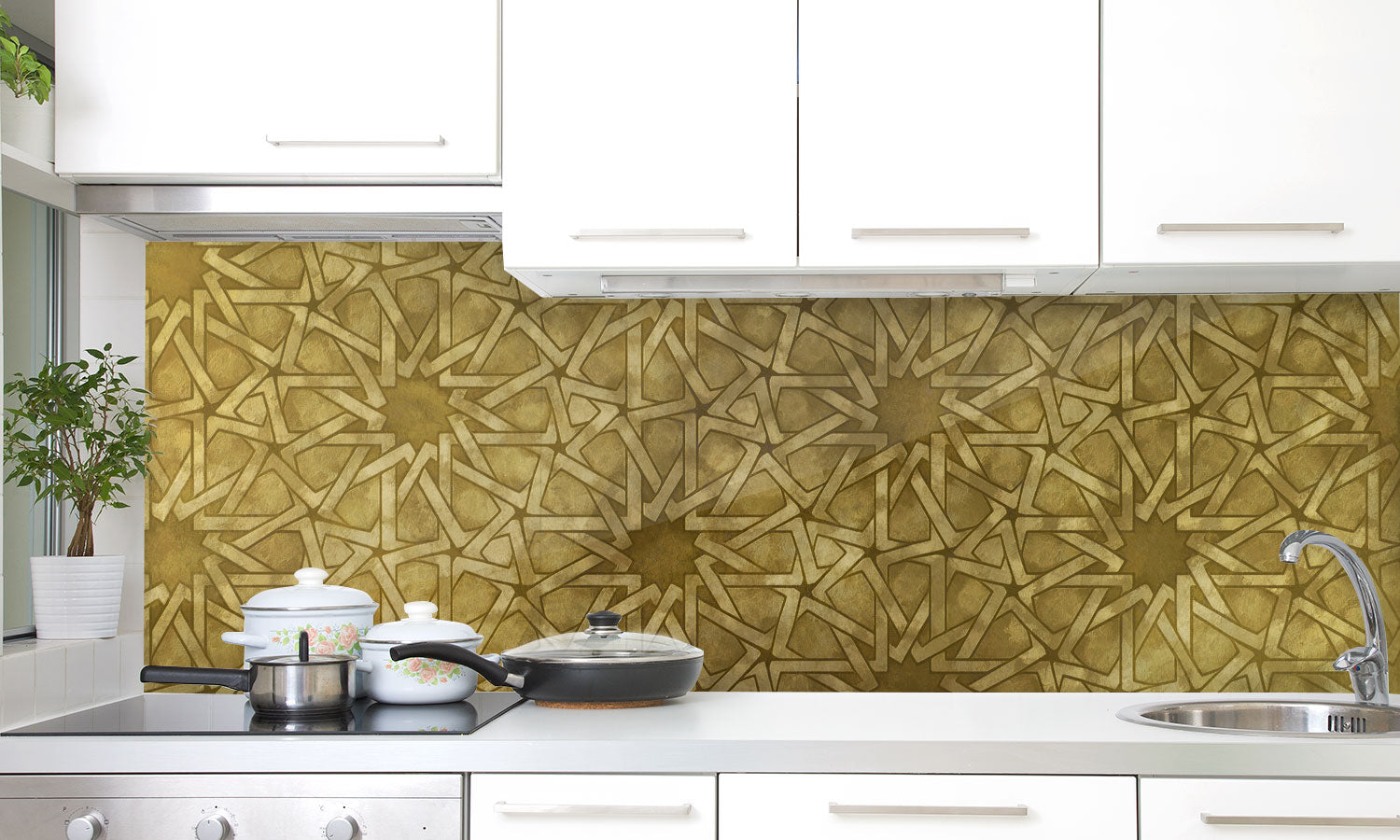 Kuhinjski paneli Gold Oriental - Pleksi steklo - s tiskom za kuhinjo, Stenske obloge PKU0114