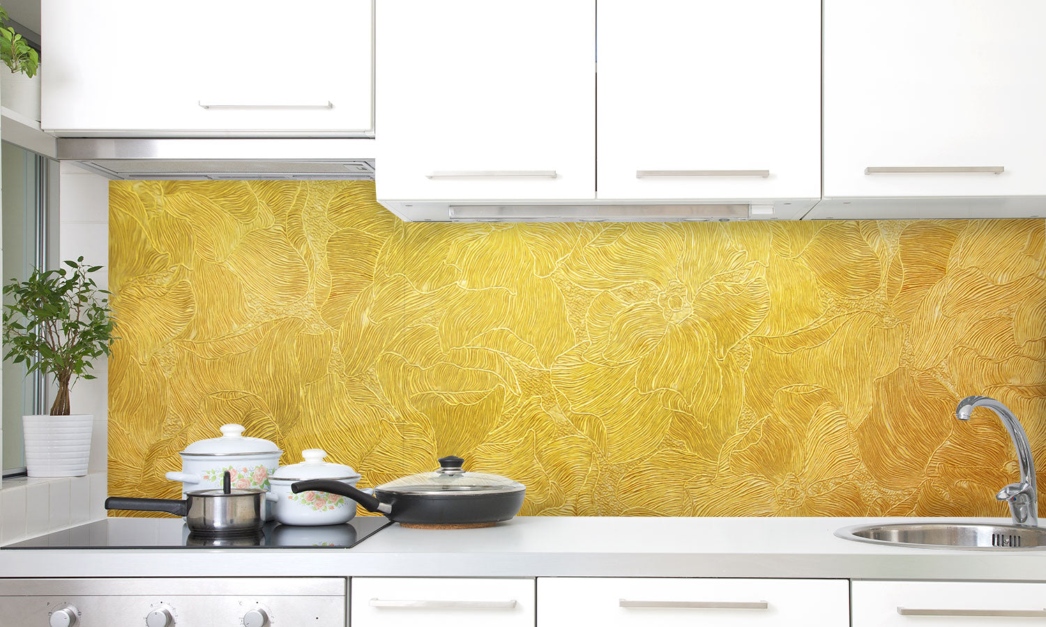 Kuhinjski paneli Gold background - Pleksi steklo - s tiskom za kuhinjo, Stenske obloge PKU0120