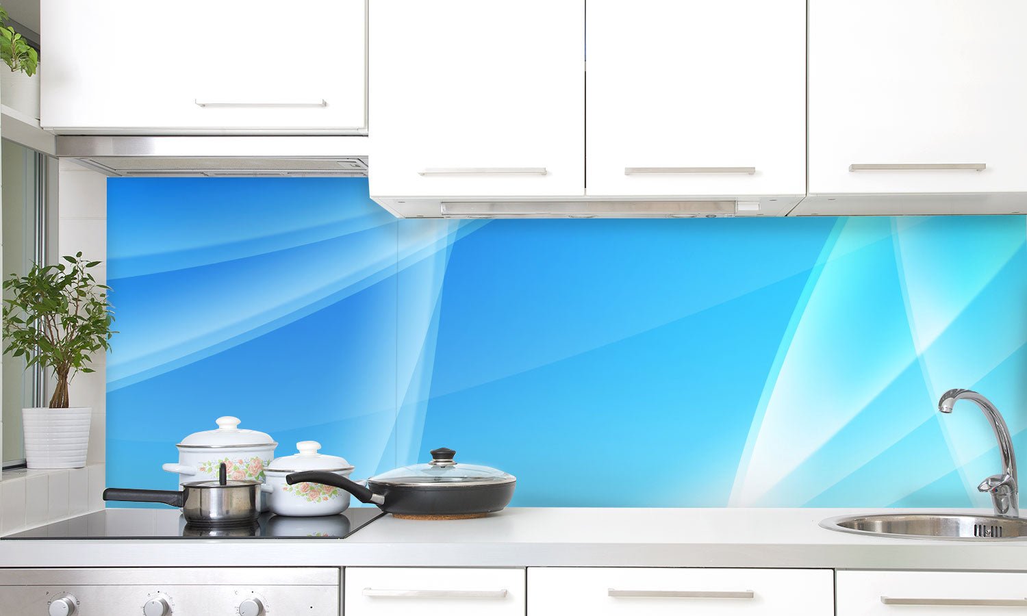 Kuhinjski paneli Abstract Blue - Stekleni / PVC plošče / Pleksi steklo - s tiskom za kuhinjo, Stenske obloge PKU0128 - Life-decor.si