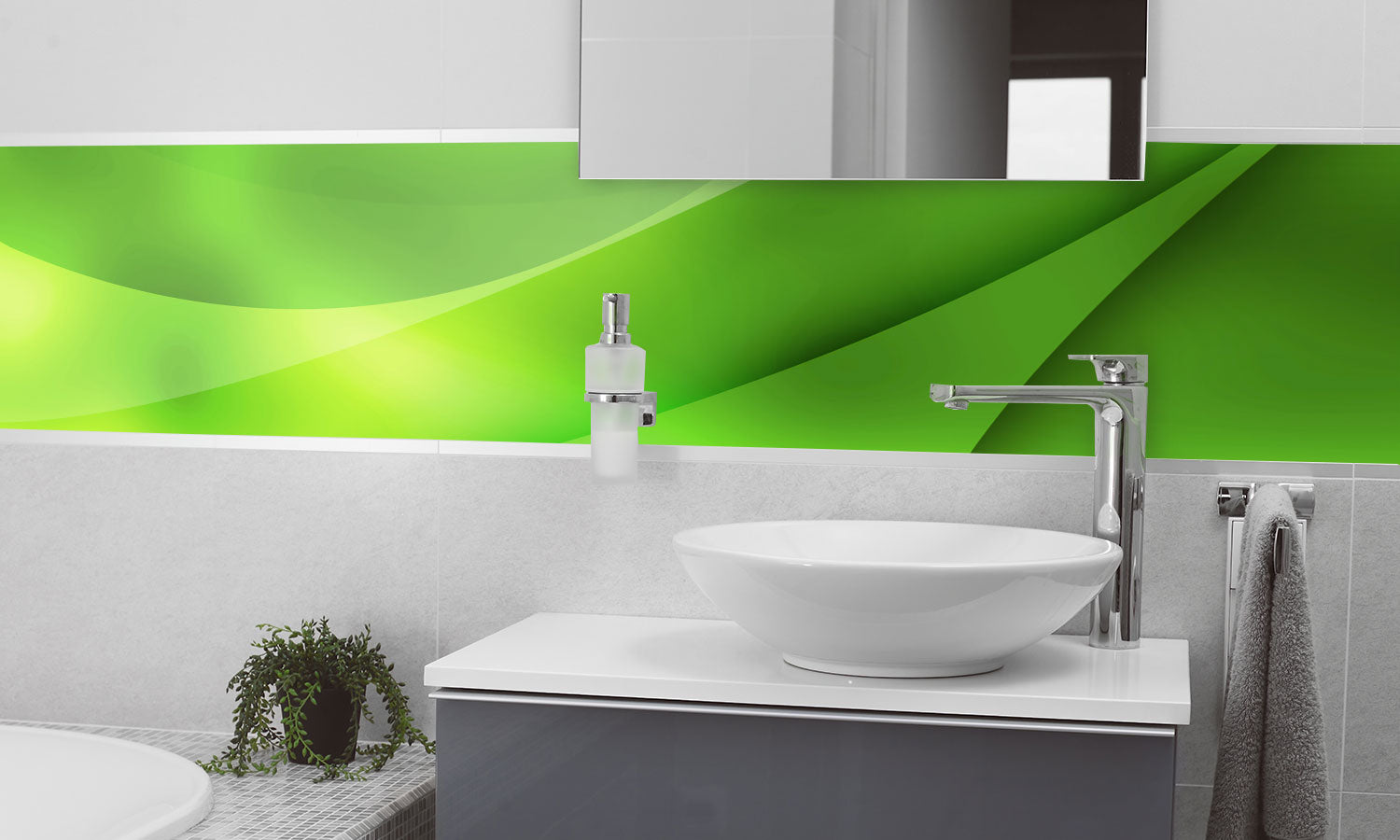 Kuhinjski paneli Abstract Green Composition - Stekleni / PVC plošče / Pleksi steklo - s tiskom za kuhinjo, Stenske obloge PKU0131 - Life-decor.si
