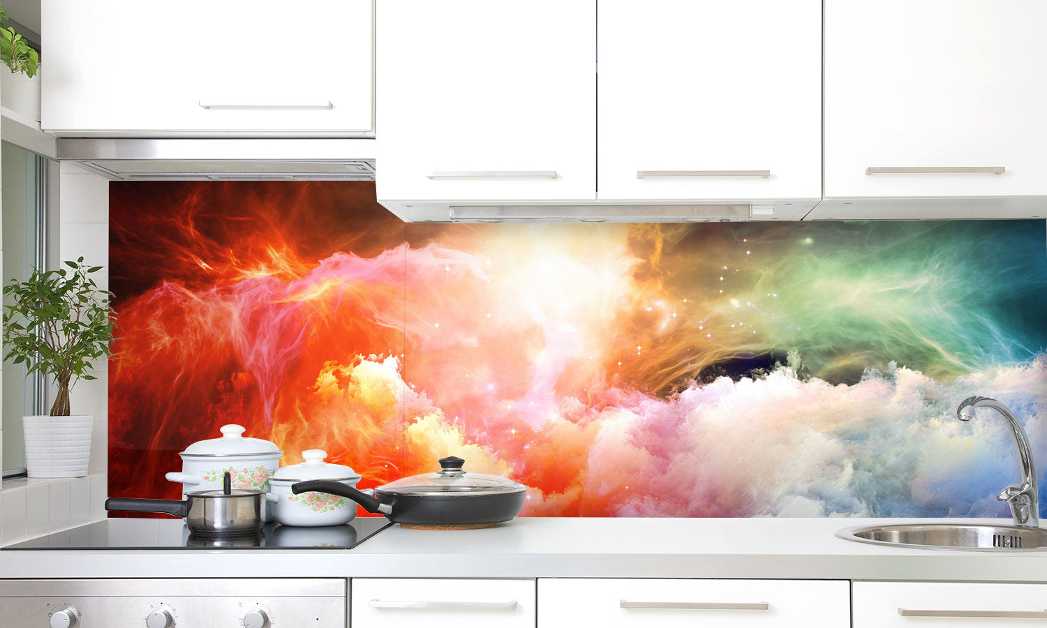 Kuhinjski paneli Virtual Nebula - Pleksi steklo - s tiskom za kuhinjo, Stenske obloge PKU0132