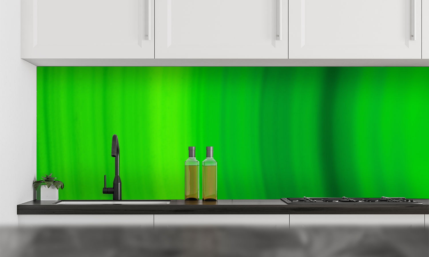 Kuhinjski paneli  Green Slice - Stekleni / PVC plošče / Pleksi steklo - s tiskom za kuhinjo, Stenske obloge PKU0135 - Life-decor.si