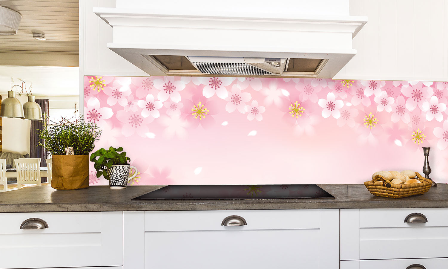 Kuhinjski paneli  Cherry blossom - Stekleni / PVC plošče / Pleksi steklo - s tiskom za kuhinjo, Stenske obloge PKU0136 - Life-decor.si