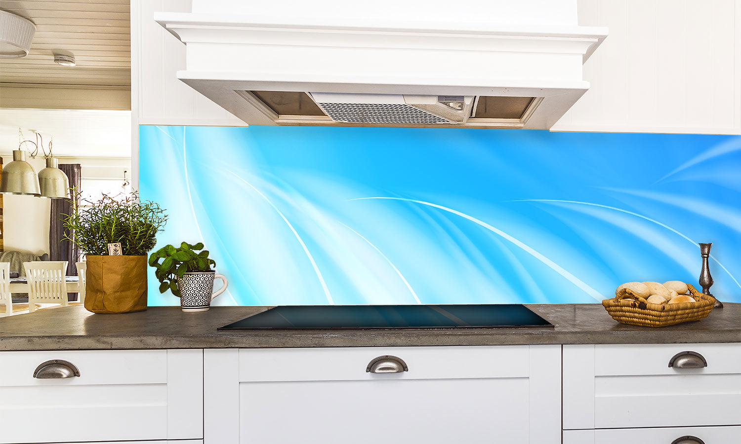 Kuhinjski paneli  Abstract blue flames - Stekleni / PVC plošče / Pleksi steklo - s tiskom za kuhinjo, Stenske obloge PKU0138 - Life-decor.si
