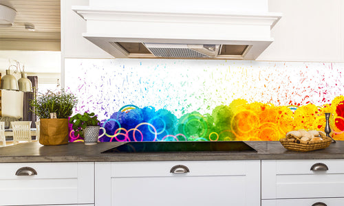 Kuhinjski paneli Color paint splashes - Stekleni / PVC plošče / Pleksi steklo - s tiskom za kuhinjo, Stenske obloge PKU0145 - Life-decor.si
