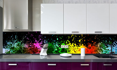 Kuhinjski paneli Black Splashes - Stekleni / PVC plošče / Pleksi steklo - s tiskom za kuhinjo, Stenske obloge PKU0146 - Life-decor.si