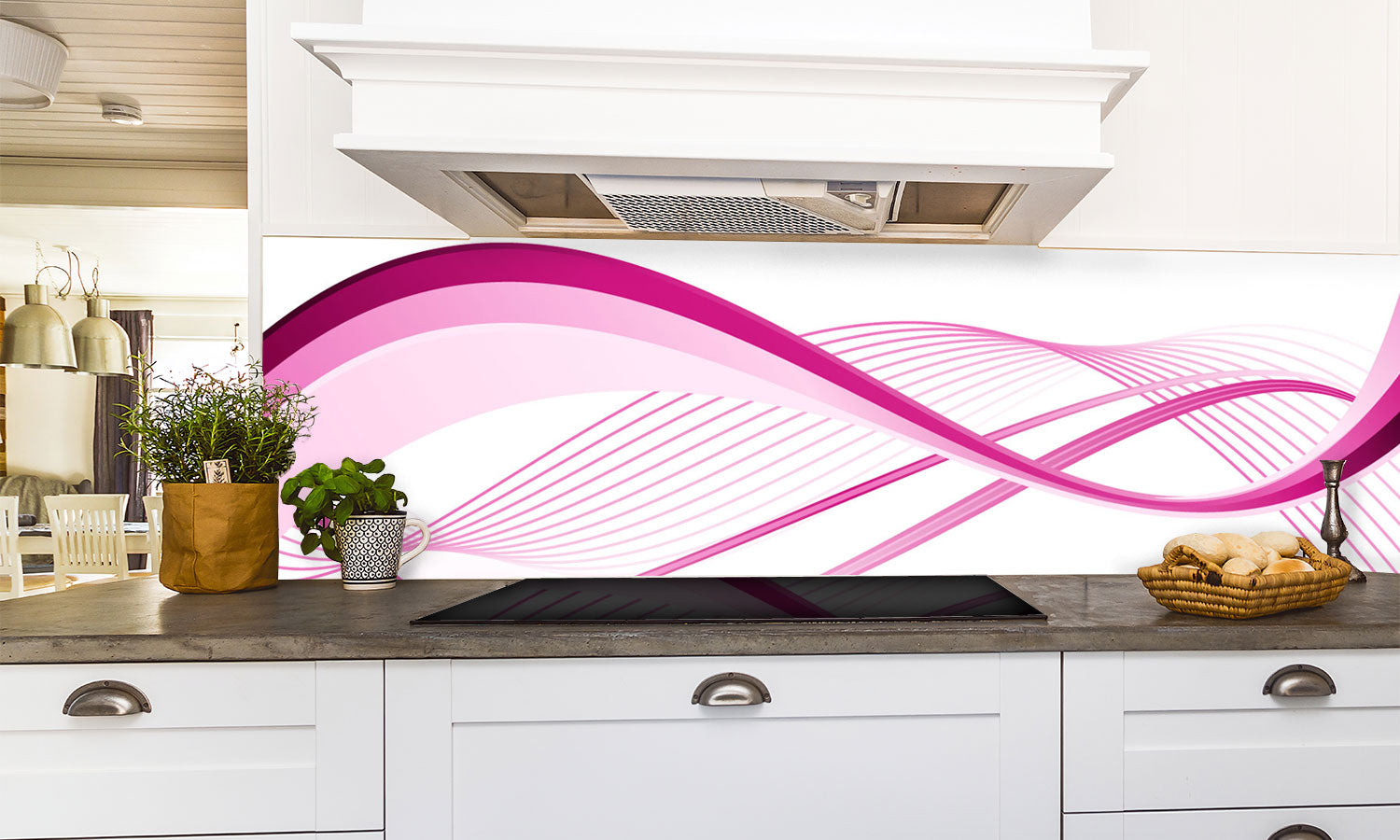 Kuhinjski paneli Purple pink wavy - Pleksi steklo - s tiskom za kuhinjo, Stenske obloge PKU0156