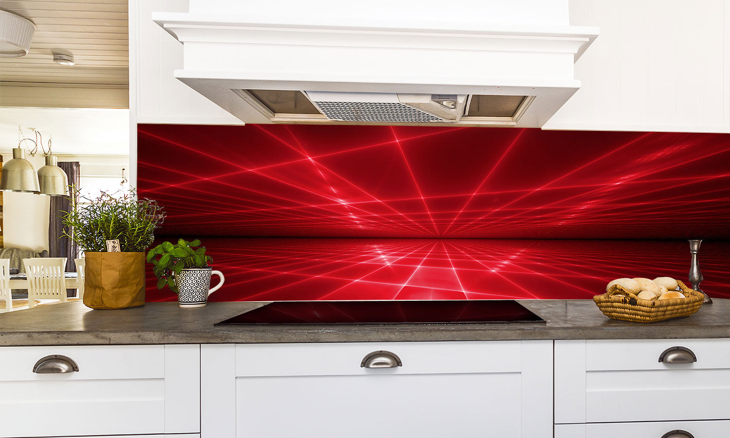 Kuhinjski paneli 3D Red lines - Stekleni / PVC plošče / Pleksi steklo - s tiskom za kuhinjo, Stenske obloge PKU0157 - Life-decor.si