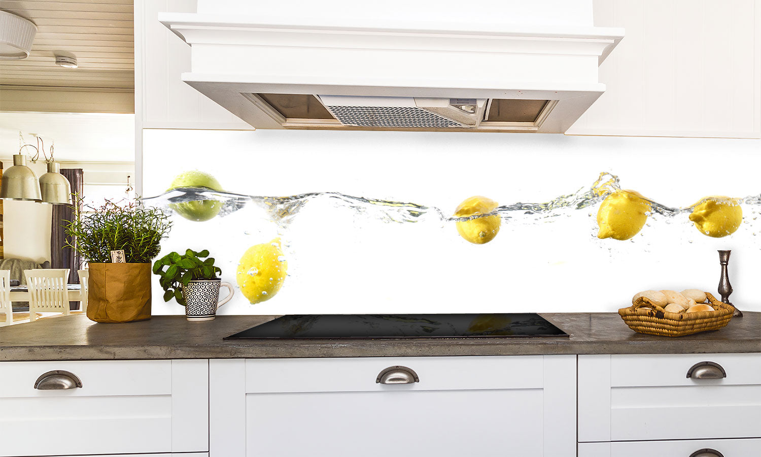 Kuhinjski paneli Floating fruit border - Pleksi steklo - s tiskom za kuhinjo, Stenske obloge PKU0160