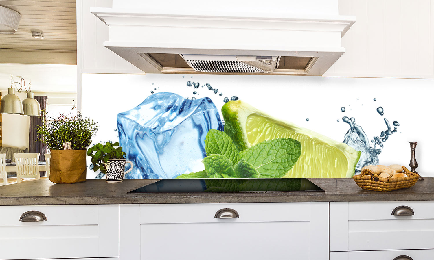 Kuhinjski paneli Ice cubes, mint leaves - Pleksi steklo - s tiskom za kuhinjo, Stenske obloge PKU0167