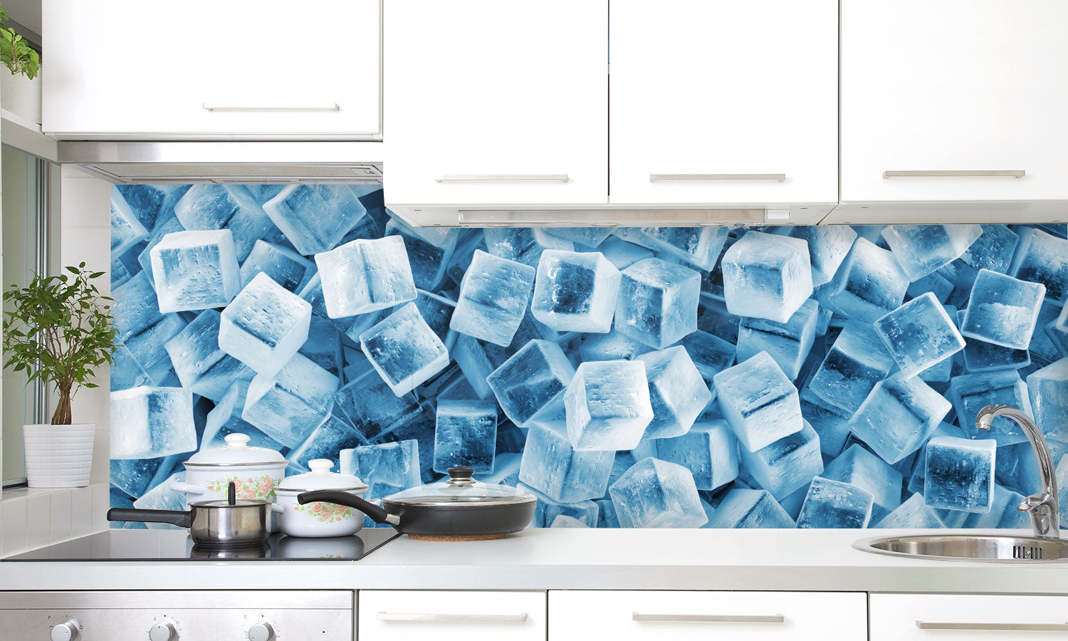Kuhinjski paneli Ice Cubes - Pleksi steklo - s tiskom za kuhinjo, Stenske obloge PKU0168