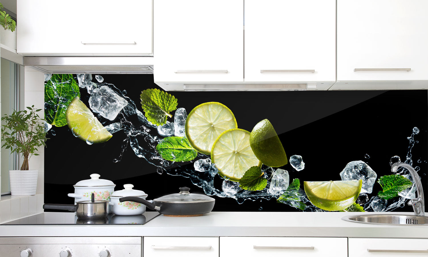 Kuhinjski paneli Lime and mint - Pleksi steklo - s tiskom za kuhinjo, Stenske obloge PKU0172