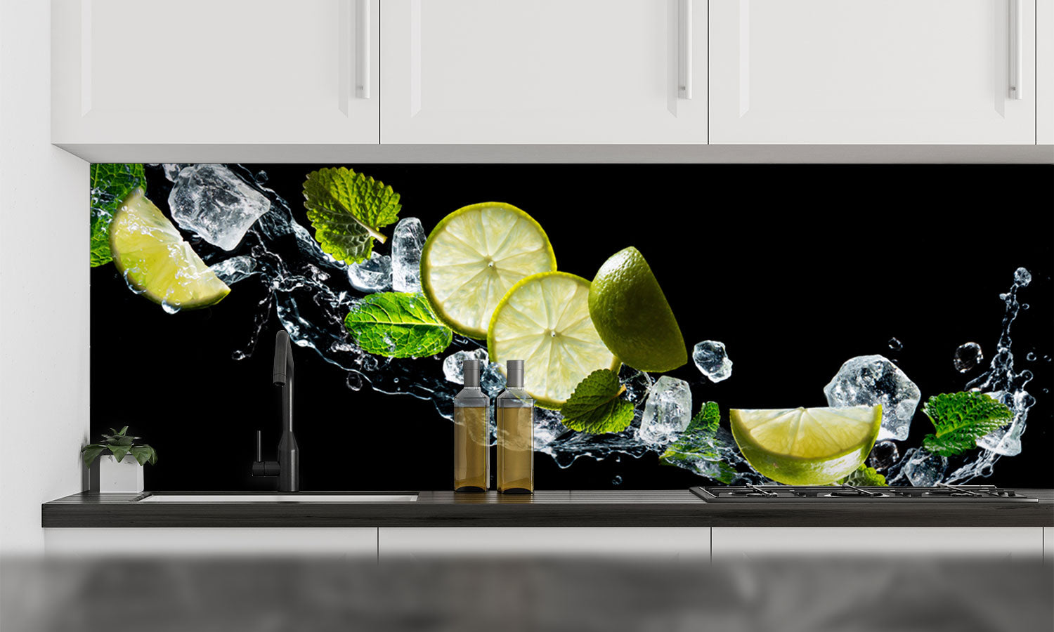 Kuhinjski paneli Lime and mint - Pleksi steklo - s tiskom za kuhinjo, Stenske obloge PKU0172