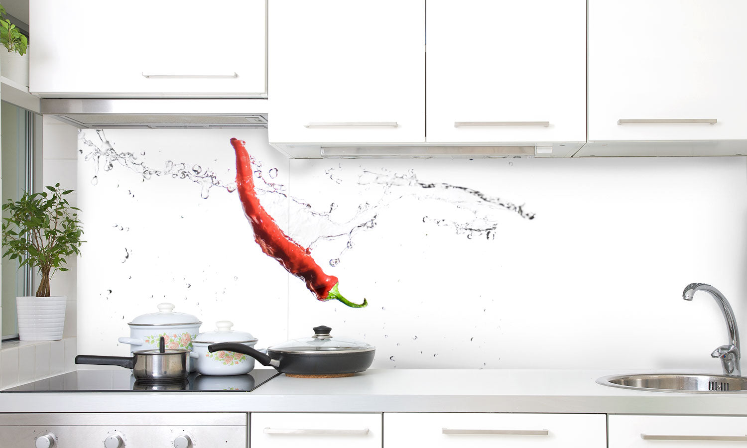 Kuhinjski paneli  Red hot chilli pepper - Stekleni / PVC plošče / Pleksi steklo - s tiskom za kuhinjo, Stenske obloge PKU0176 - Life-decor.si